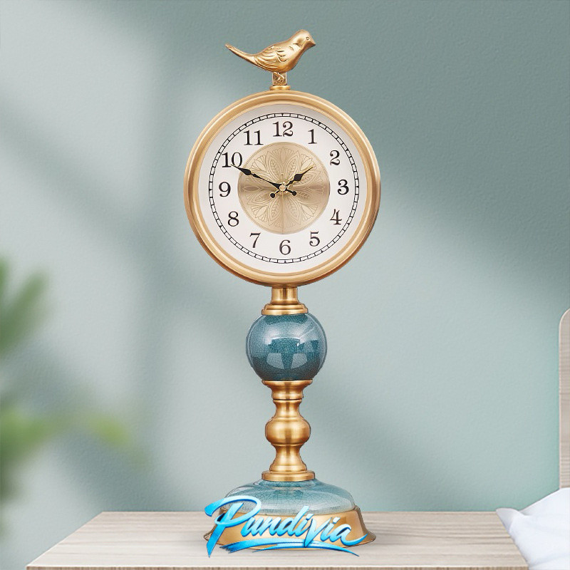 PUNDIVIA Jam Meja Eropa Retro keramik / Jam meja Etnik Lishida