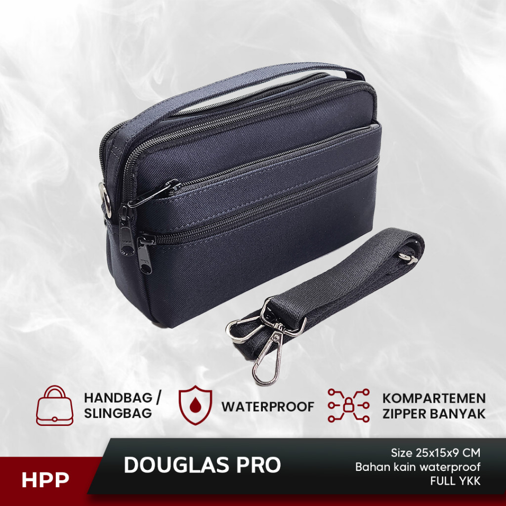 HUSH PUPPIES DOUGLAS PRO PREMIUM TAS HAND BAG PRIA TRAVEL ORGANIZER SELEMPANG MULTIFUNGSI TAHAN AIR