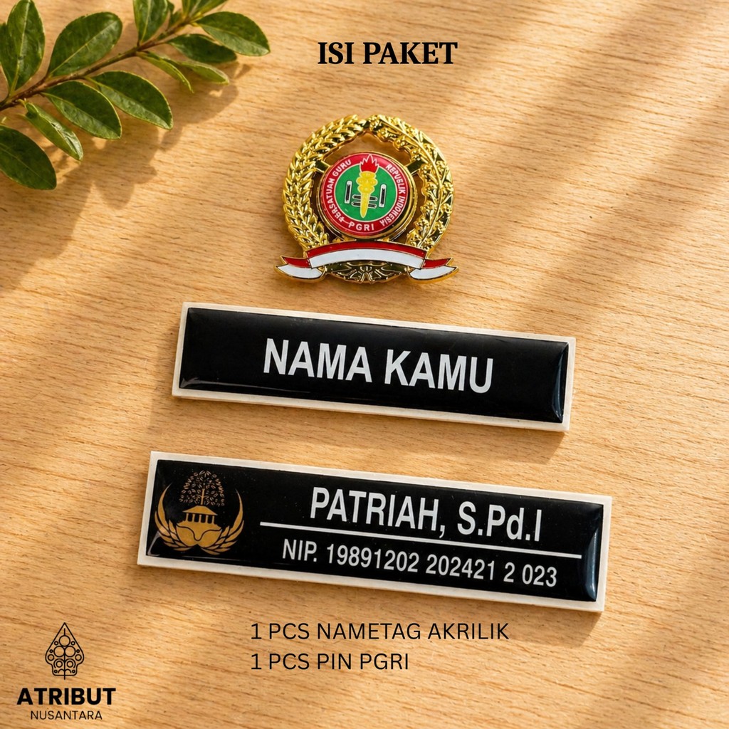 Paket Nametag Akrilik dan Lencana PGRI Terbaru Kualitas Premium