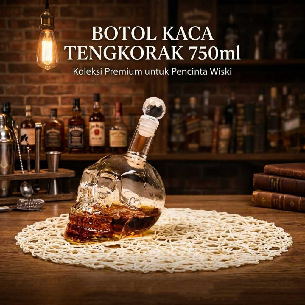 Botol Kaca Tengkorak Crystal Skull Vodka Bottle 750ml - BKT750