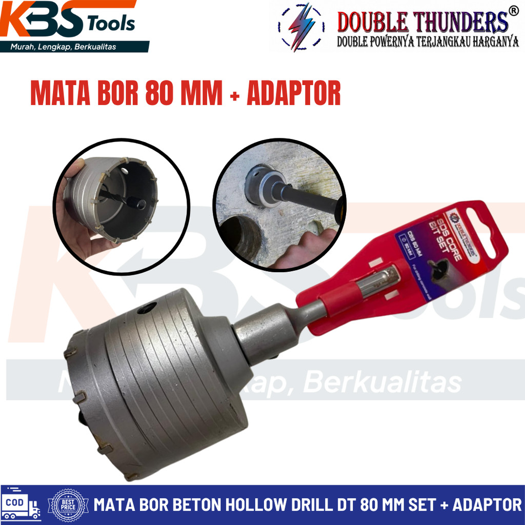 SDS Core Bit Set 80MM Mata Bor Beton Hole Saw SDS Plus Untuk Rotary Hammer Beton Bata Granit