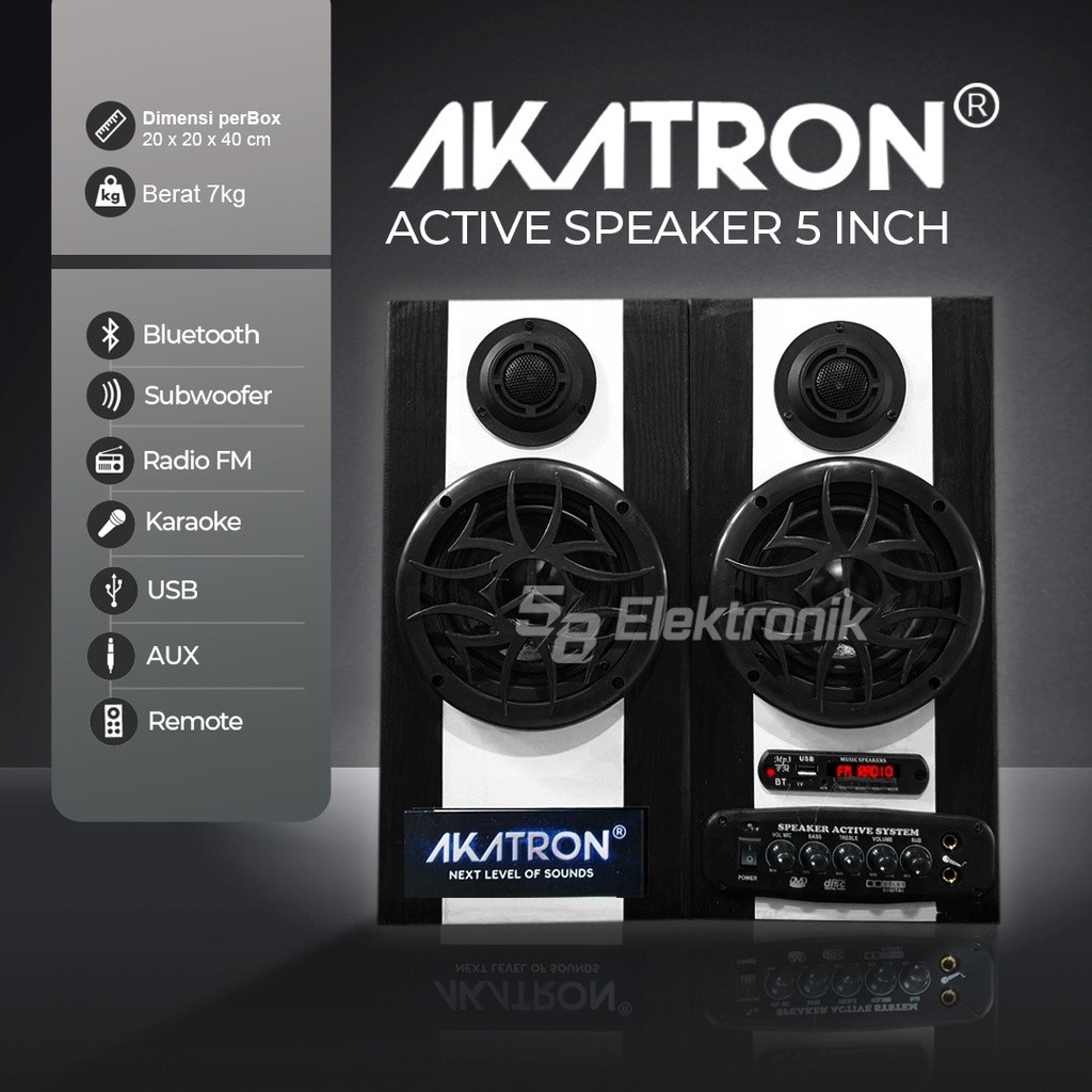 AKATRON 5000 -  4inchi Speaker aktif subwoofer bluetooth sound dobel karaoke 4inch Bass