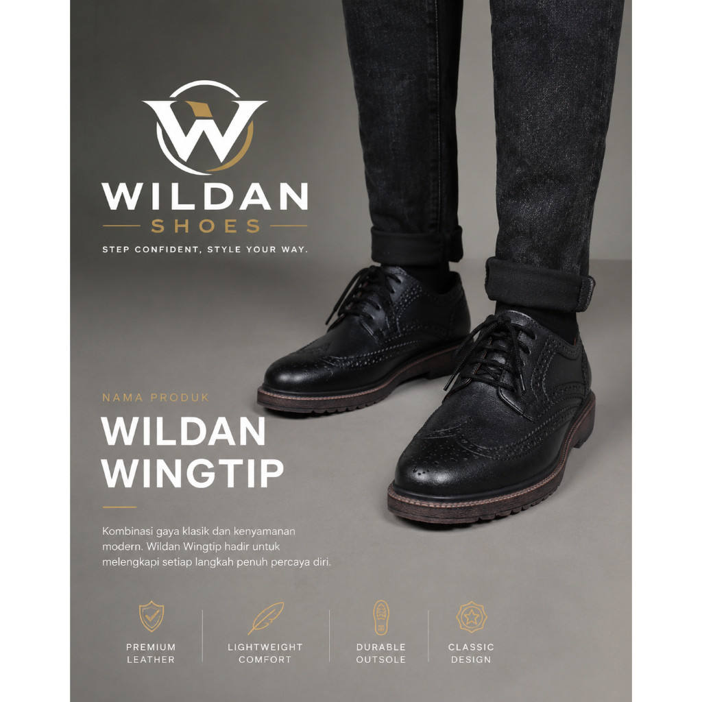 Wildan Wingtip Premium Leather Shoes – Elegan, Mewah, dan Berkelas