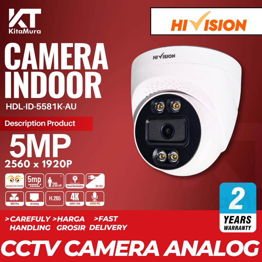 CCTV 5MP Indoor HiVision HDL-ID-5581K-AU Night Vision + Mic Suara