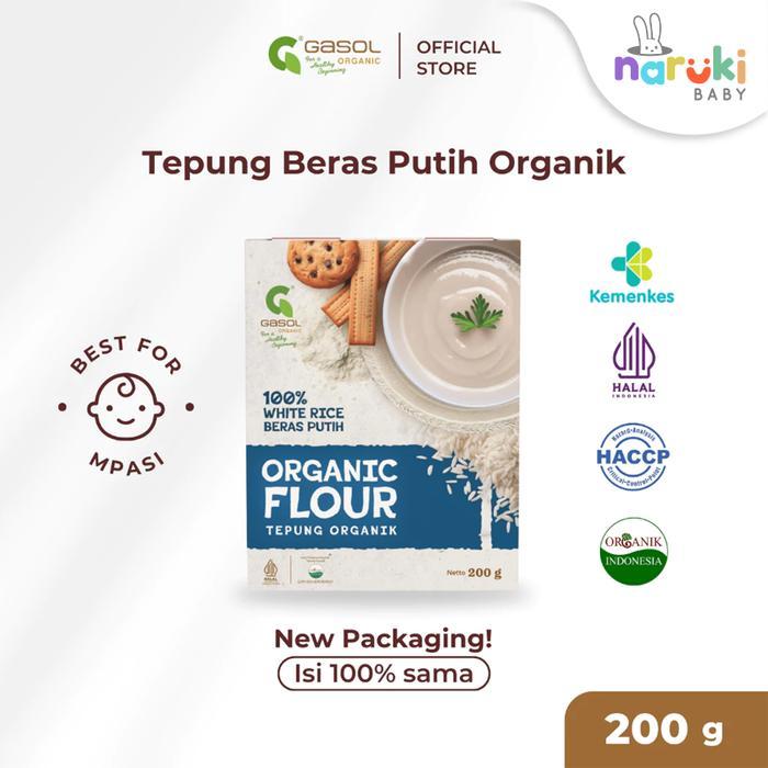 GASOL Tepung Organik 200gr Beras Putih, Beras Merah, Jagung, Kacang Hijau, Five Grains - Beras Putih