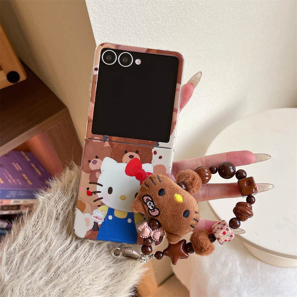 Casing Ponsel Lanyard Kartun Lucu Korea INS Baru untuk Samsung Galaxy Z Flip 7 Z Flip6 Z Flip5 ZFlip
