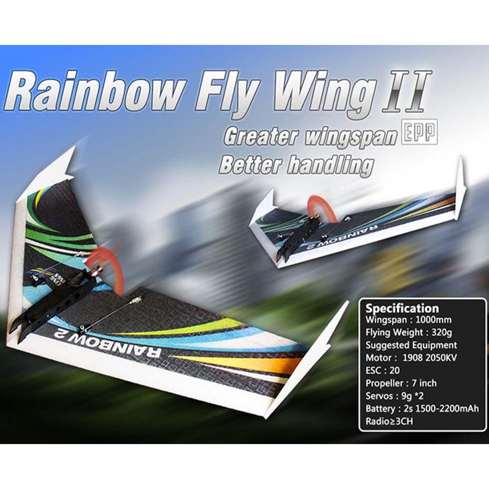 Airplane Model EPP KIT DW HOBBY Rainbow Fly Wing 1000mm Wingspan Tail push version RC Airplane KIT