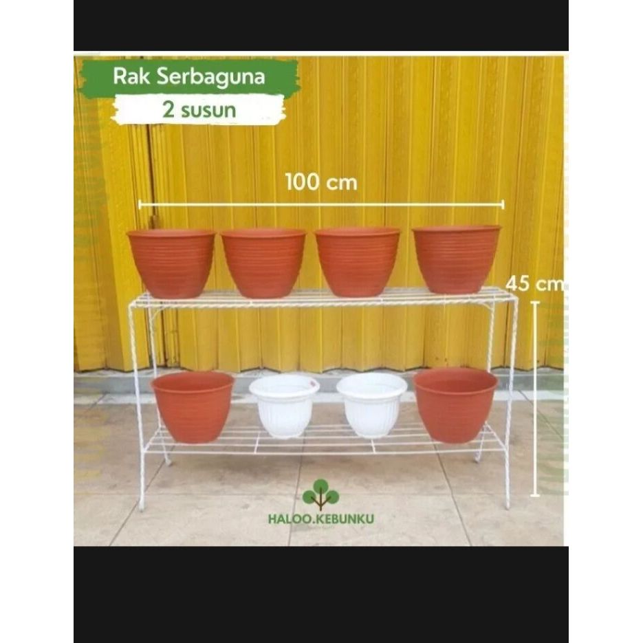 RAK POT BUNGA BESI BERTINGKAT 2 SUSUN PANJANG 100 CM