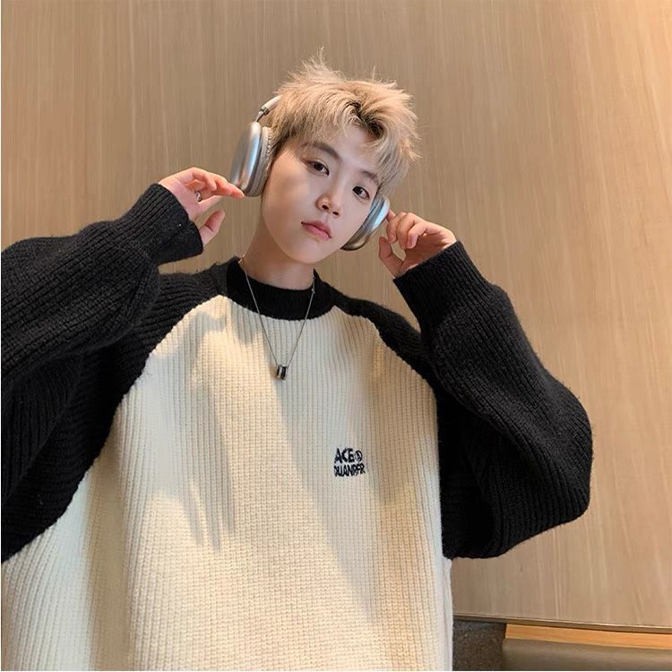 Sweater Pria Musim Dingin Gaya Jepang Lengan Panjang Jaket Rajutan Hoodie