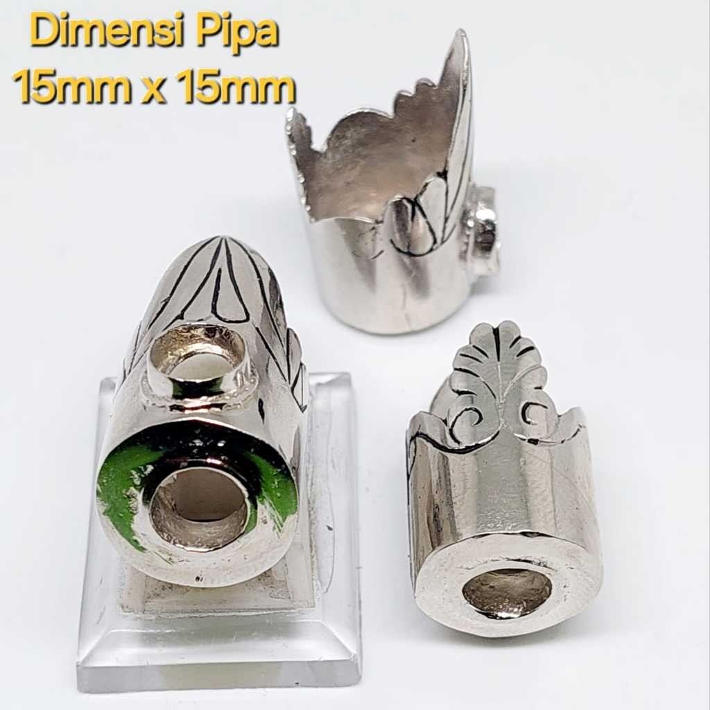 Ring pipa once dimensi 15mm x 15mm bulat variasi batu permata eceran / variasi silver ring cangklong