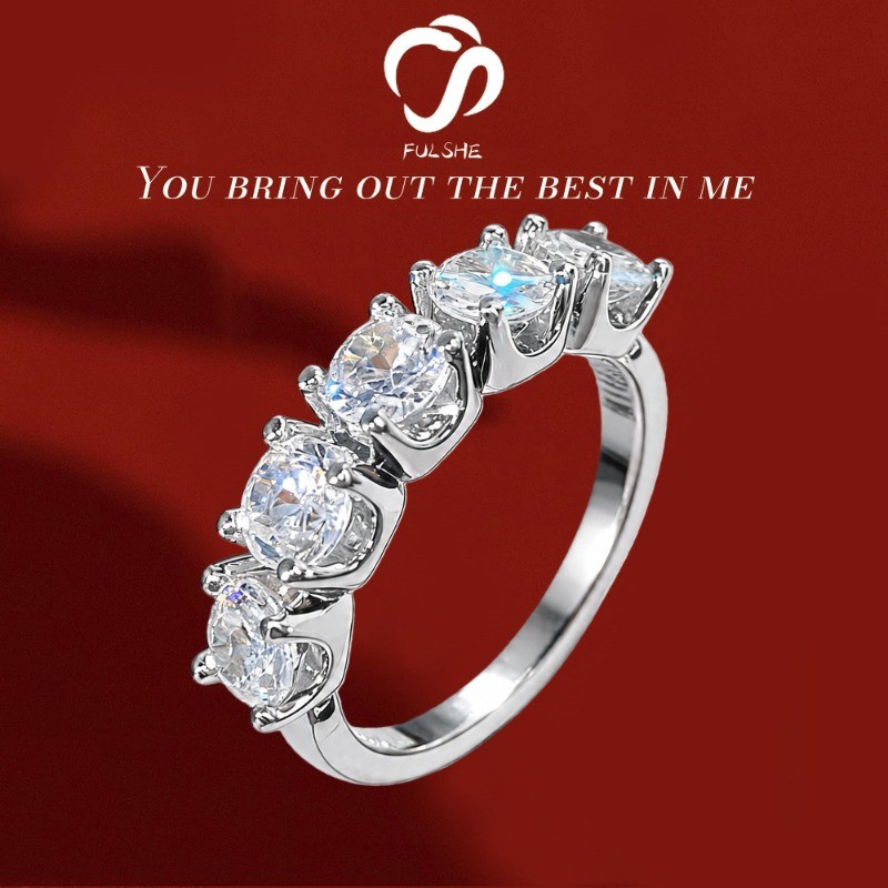 FULSHE Cincin Berlian Asli Gaya Korea Lapis Emas Putih Cincin Wanita Sederhana