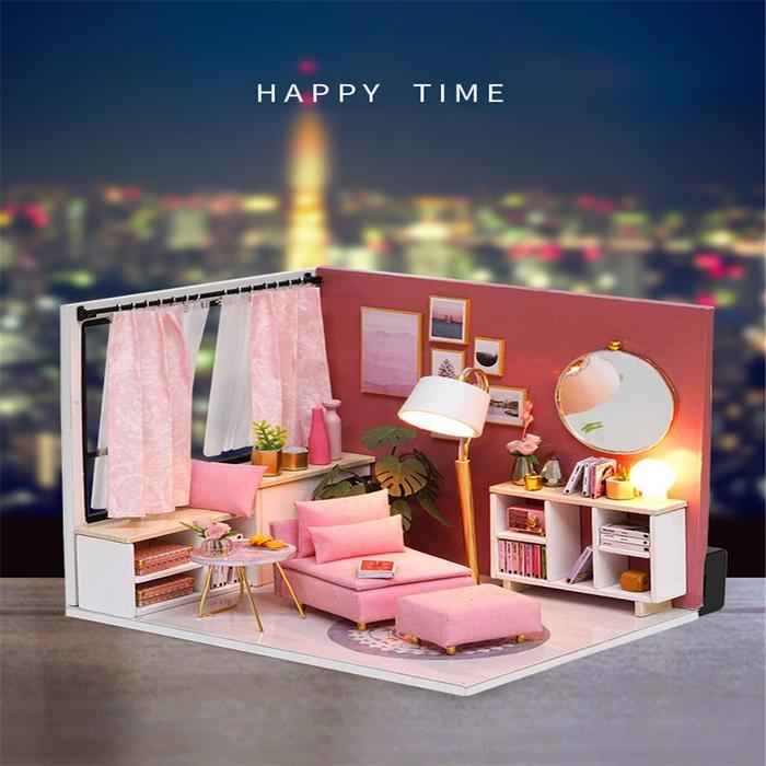 DIY Miniatur Rumah DIY Miniature House Doll House Rumah Boneka - Happy Time B