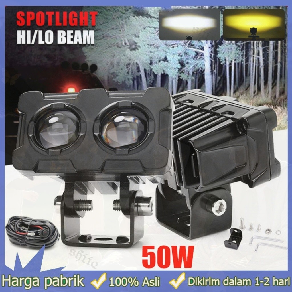 Lampu 2 Mata Sorot Tembak Laser Gun SQL 2Mata - Luminos Q6 Mobil Motor / Luminos Lampu Tembak / Soro