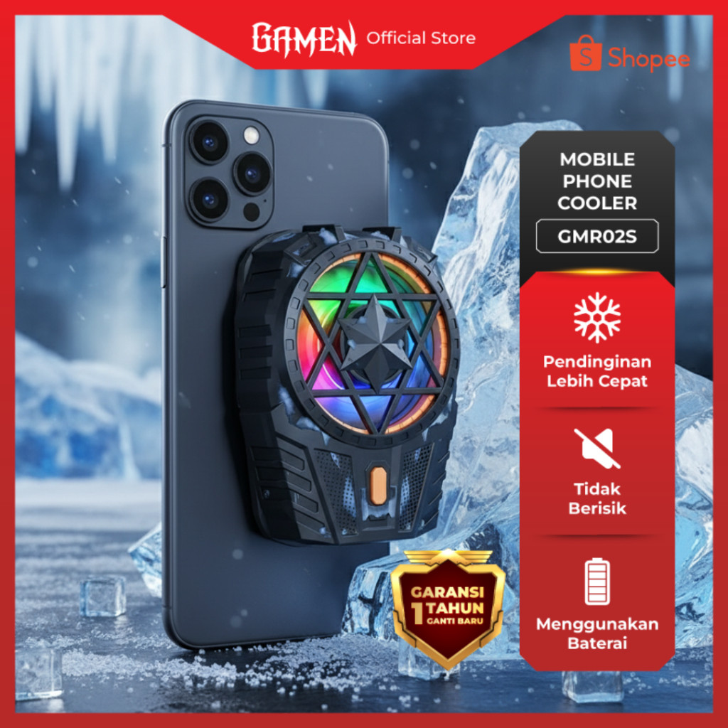 GAMEN GMR02S Fan Cooler HP Wireless Heatsink Tanpa Kabel, Rechargeable, RGB Cooling Fan, Pendingin H