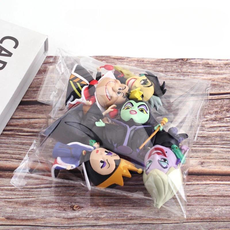 Anime 6pcs/set Petit Villains Set Maleficent Cruella De Vil Queen Witch Action Figure Model Children