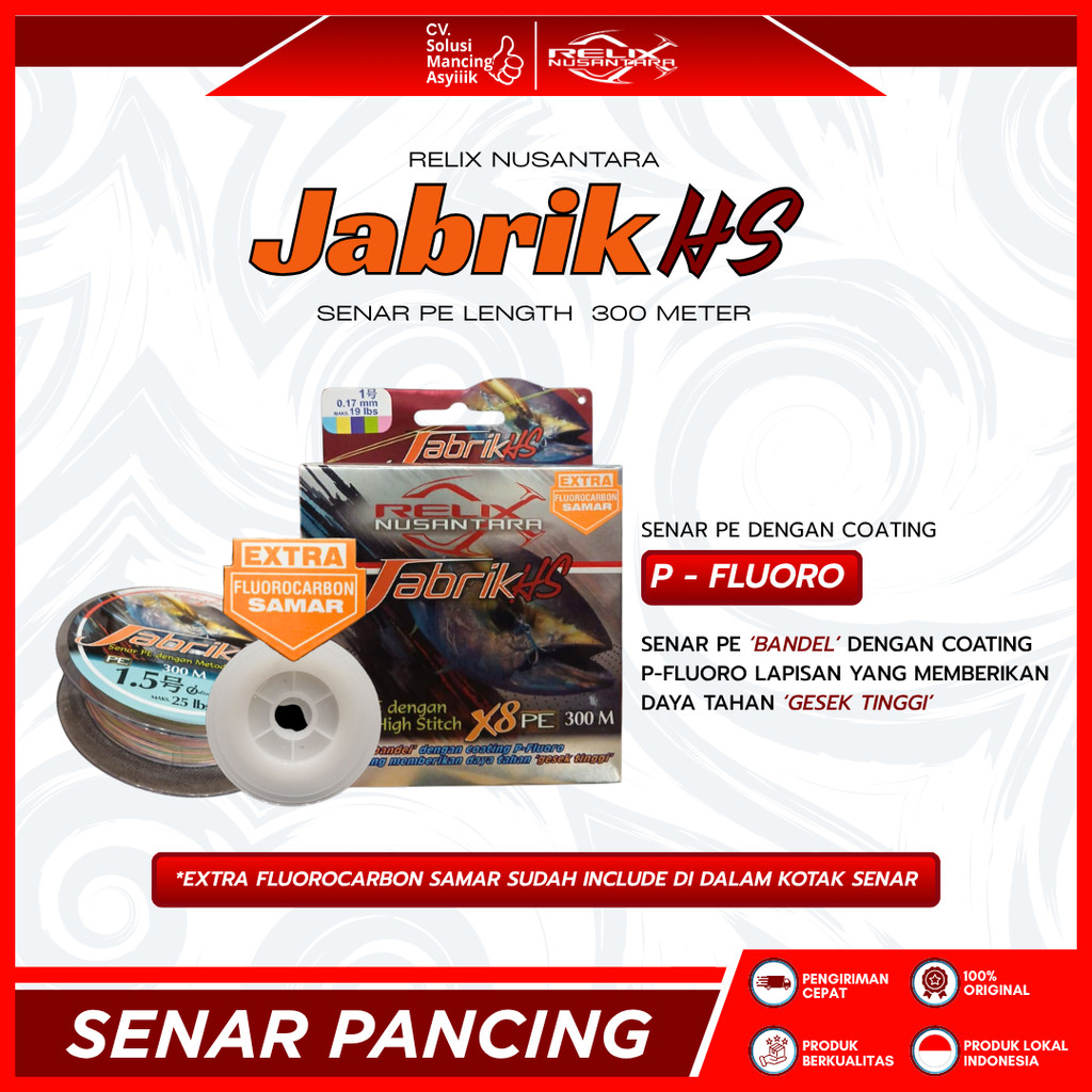 SENAR RELIX NUSANTARA PE JABRIX HS X8 | 300 METER | WARNA MULTICOLOR