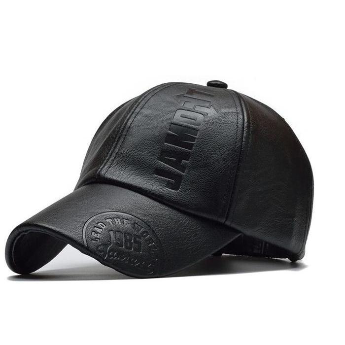 BAIK Baseball cap leather : QUEST - Topi baseball Topi kulit Topi winter - BLACKbika