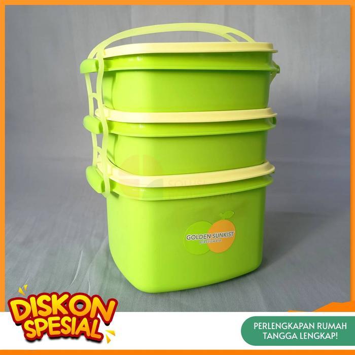 [Paling Popular] RPS 9007 BESAR Rantang Piknik Susun 3 / Rantang susun 3 Golden Sunkist RPS 9007