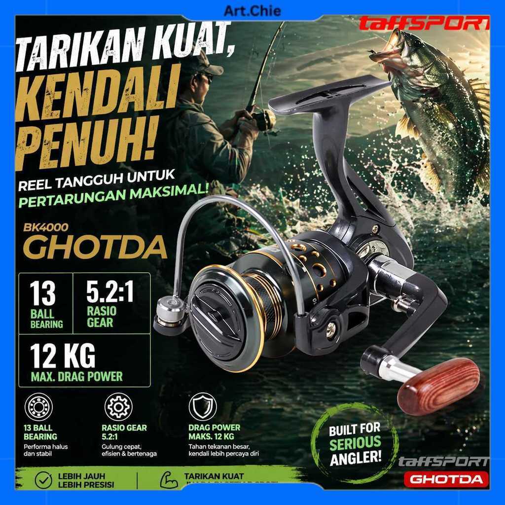 Reel Pancing Spinning Fishing Reel 5.2:1 4000 - TaffSPORT GHOTDA BK4000