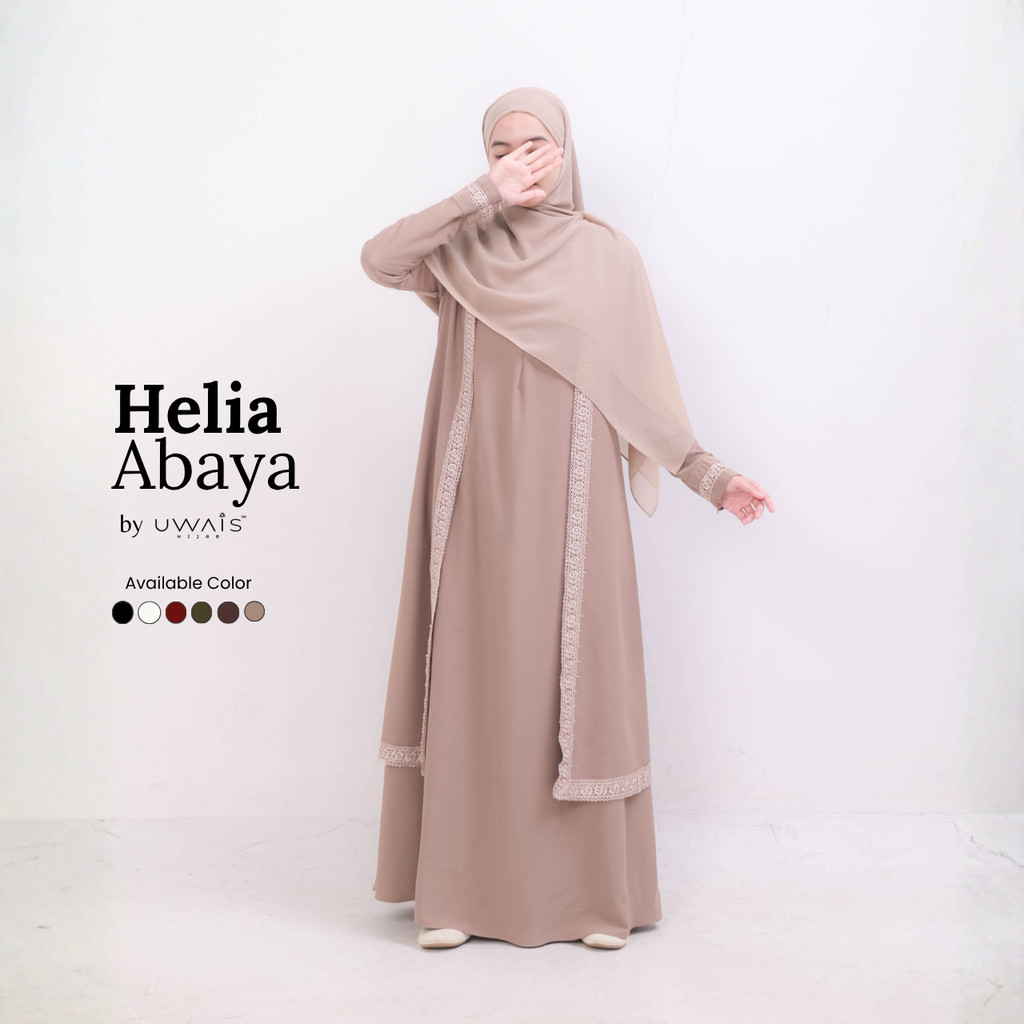 Helia Dress Anti UV Abaya Gamis Haji dan Umroh Polos Wudhu dan Busui Friendly