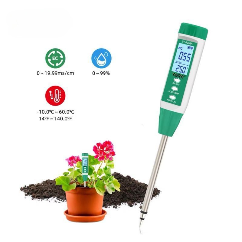 Alat Ukur Tanah Digital 3 in 1 Soil EC Meter Kelembaban dan Suhu Tanah Akurasi Tinggi Sektor Kebun
