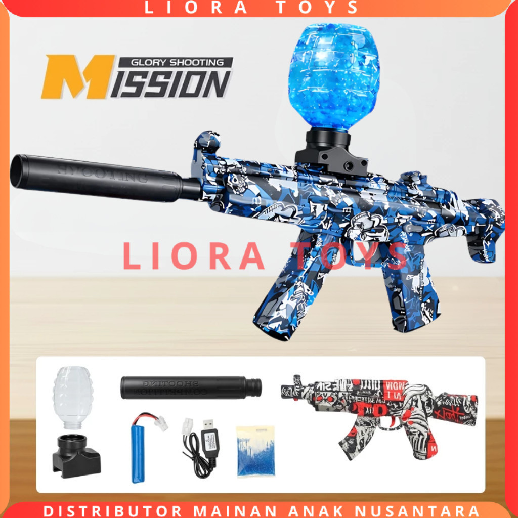 Mainan Senapan MP5 Hydrogel Gun Elektrik Rechargeable Tembak Bola Air Gel Blaster