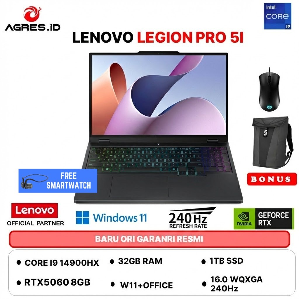 LENOVO LEGION PRO 5I 16 I9 14900HX RTX5060 8GB 32GB 1TB 1TB W11+OHS+M365B 16.0 WQXGA 240Hz -54ID
