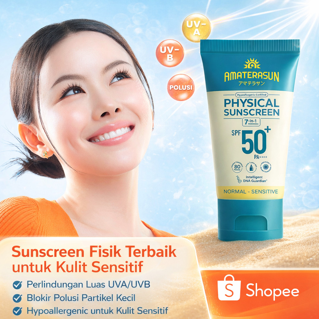 100% Mineral Sunscreen Amaterasun Dengan Intelligent DNA Guardian Anti Kerusakan DNA & Anti Penuaan 