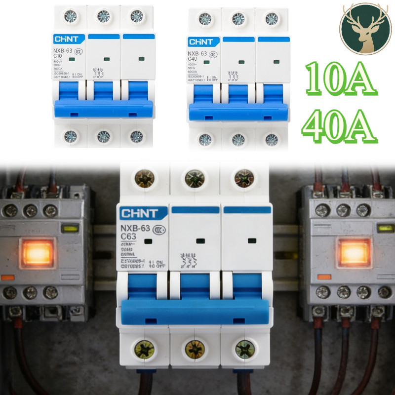 MCB CHINT 3 Phase 10A 40A Ampere MCB 3 Pas 3 Phase 3P 6KA NXB-63 AC220V-480V Kontaktor