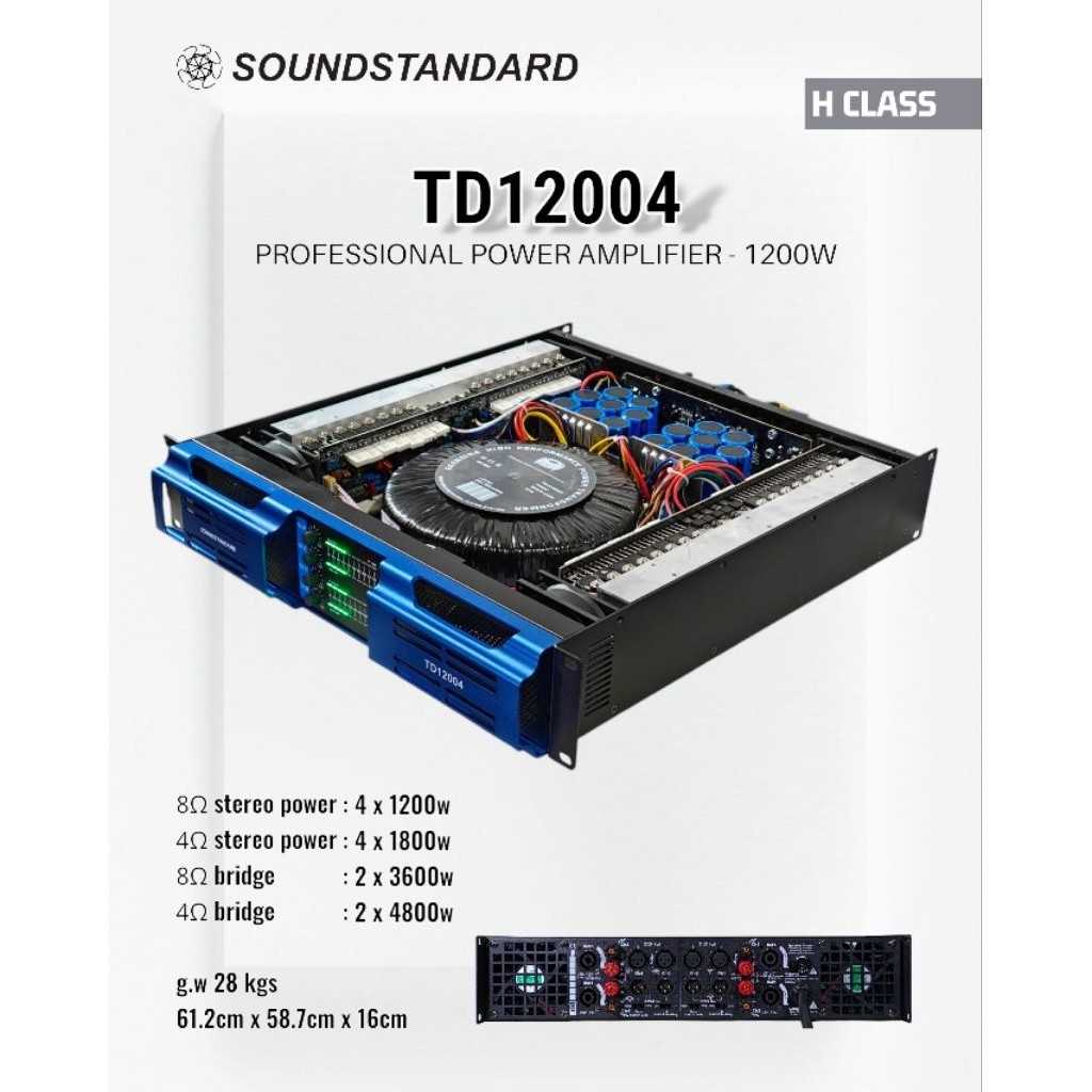Power Amplifier / Soundstandard TD12004 / Kelas H / 4 Channel / SS TD 12004 4CH 4 Chanel - 1200W