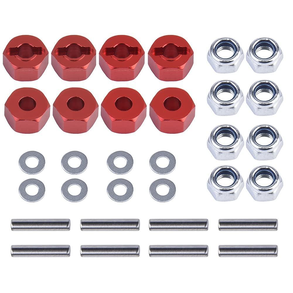 8pc Hex Wheel Hubs 12mm Upgrade and M4 Lock Nut for Traxxas Slash 4X4 Stampede Rustler Rally VXL and