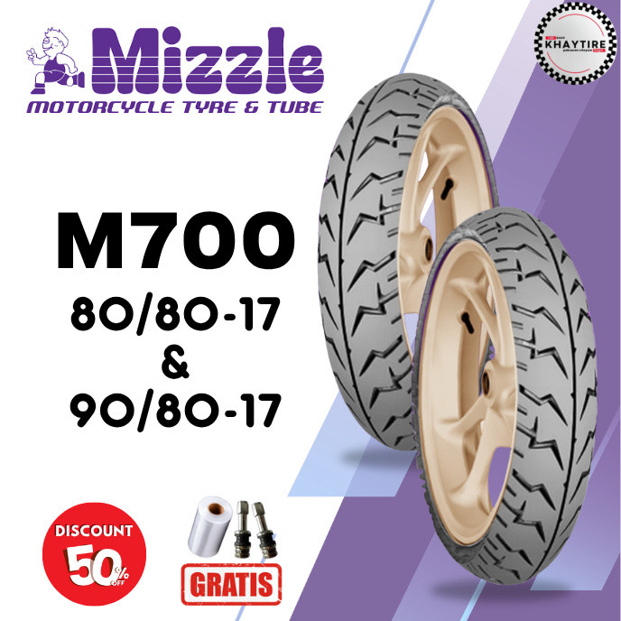 SEPASANG Ban Motor MIZZLE M700 80/80 & 90/80 RING 17 Tubeless