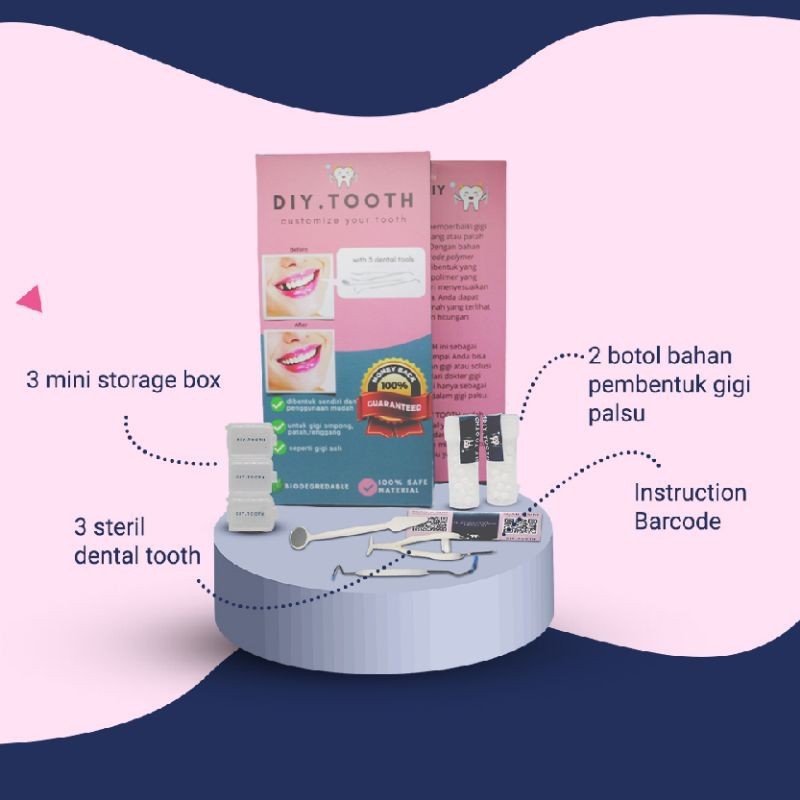 ReadyDIY TOOTH set lengkap / gigi palsu sementara / gigi palsu bisa dibentuk sendiri / veener / temp