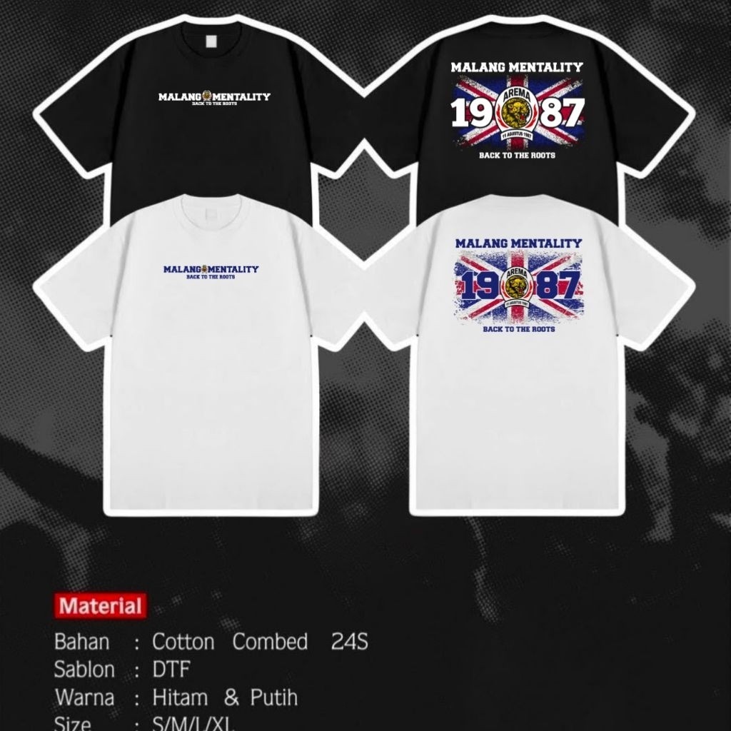 PREMIUM T-SHIRT CASUAL MALANG  UNISEX PRIA WANITA COTTON  MALANG MENTALITY