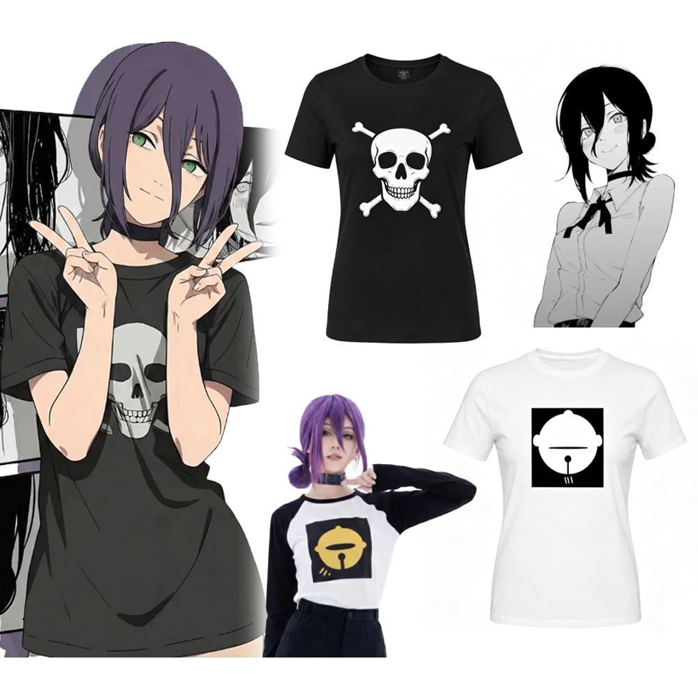Anime Chainsaw Man Reze Cosplay Costume T shirt For Women Adult White Black Short Sleeve Shirt Dress
