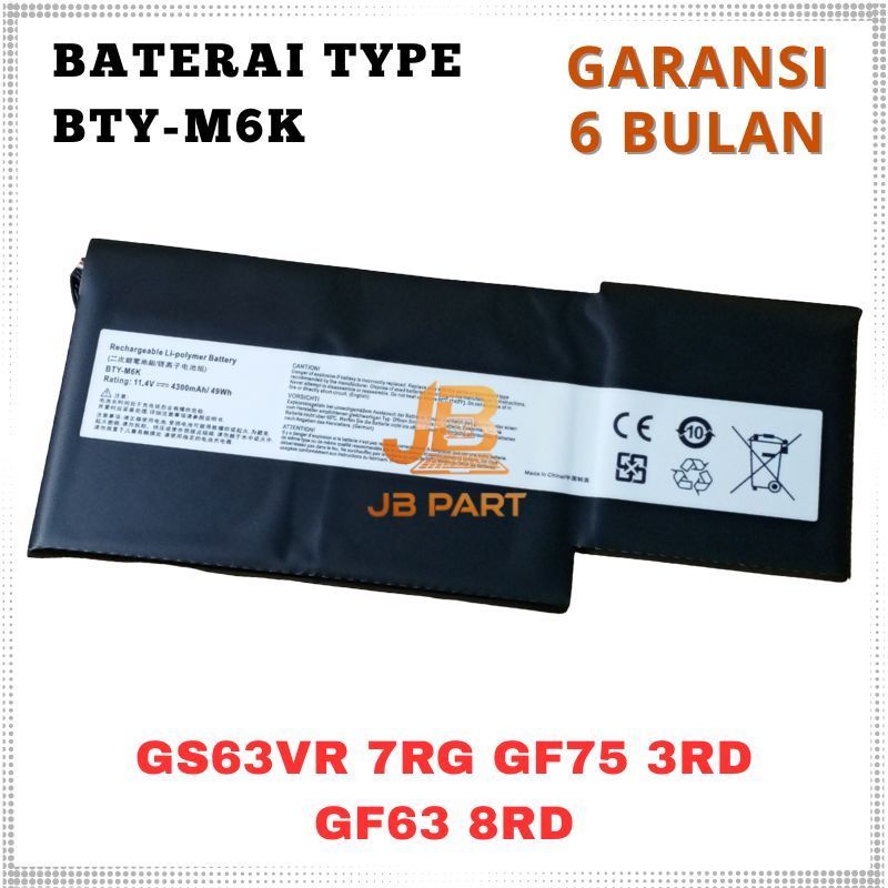 Baterai Laptop MSI MS-16K3 GS63VR 7RG 7RE 6RF BTY-M6J GS73VR BTY-M6K -JBPART
