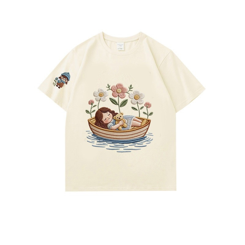 Atasan Wanita Gaya Korea | Kaos Katun Longgar Gaya Korea dengan Motif Kartun | Kaos Wanita | Kaos Wa