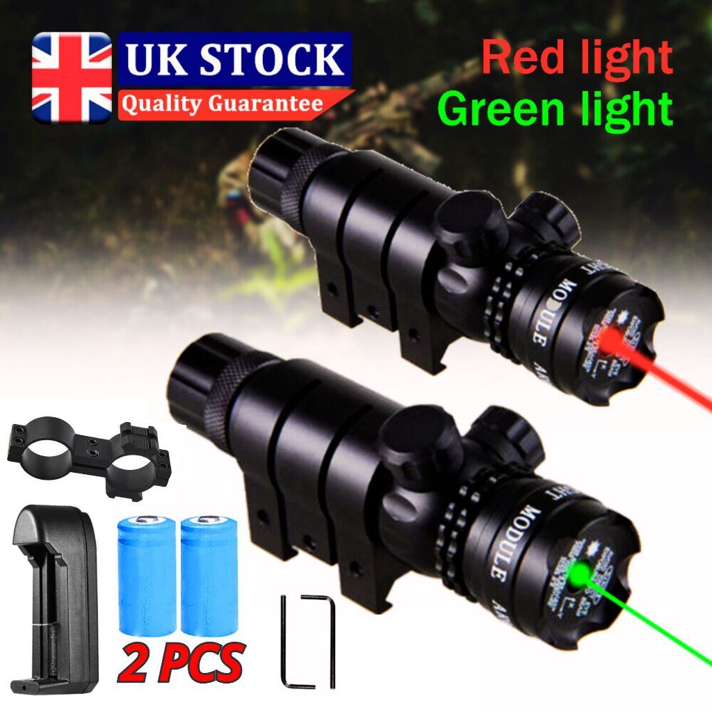 TaffLED Laser Tembak Senapan Angin Warna Hijau Merah Dot Scope Mount + 2 PCS Baterai Charger - JG-1
