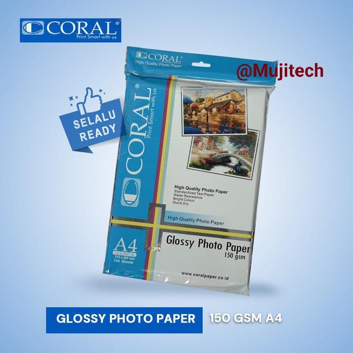 CORAL A4 150 GSM GLOSSY PHOTO PAPER 100 LEMBAR KERTAS FOTO