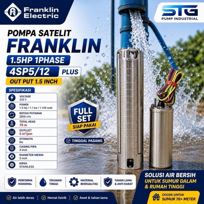 POMPA SATELIT FRANKLIN 1.5HP 1PHASE 4SP5/12 OUT PUT 1.5 INCH