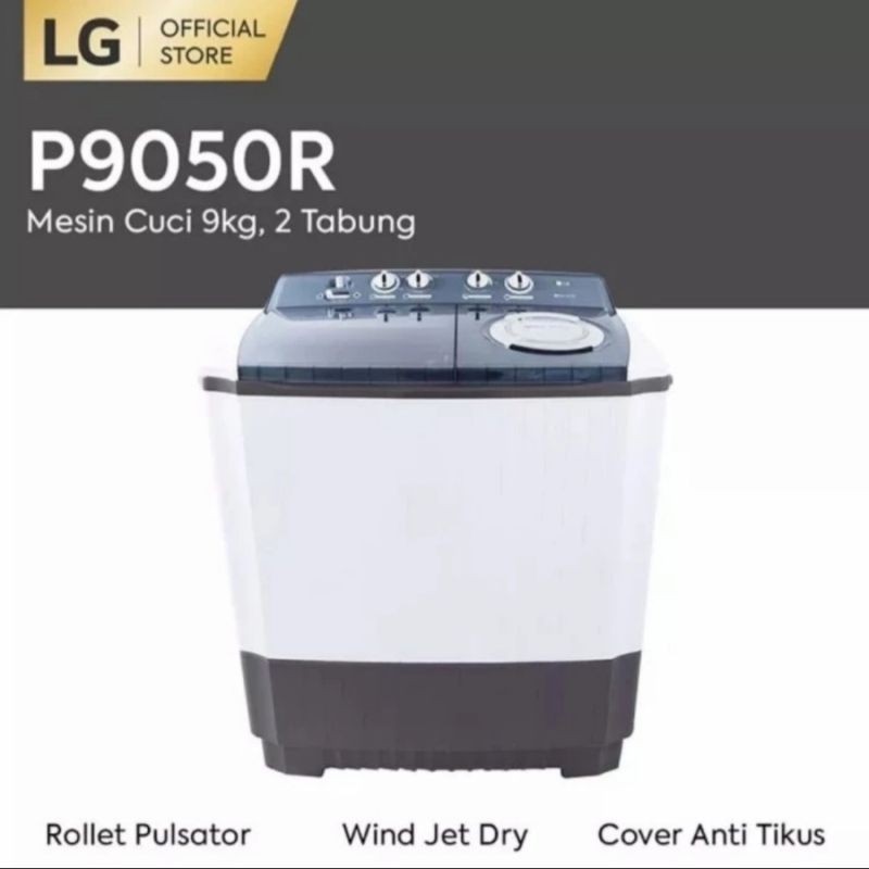 MESIN CUCI LG 2TABUNG 9KG LG P9050R / P9050RTB LG 9KG