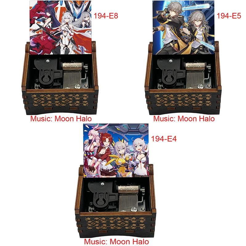 Honkai Impact 3 Game mechanical Wooden Moon Halo Music Box Kiana Raiden Mei Musical Gift for Friends