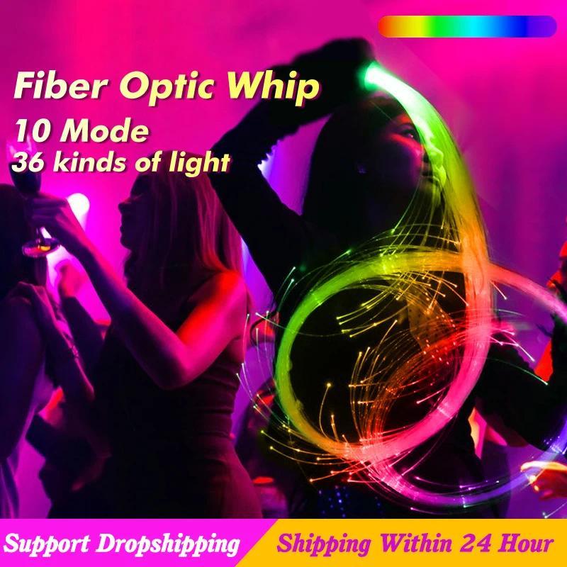 Fiber Optic Whip Rechargeable Optical Fiber Light 360° Swivel Hand Rope Flow Toy Birthday Gift For c