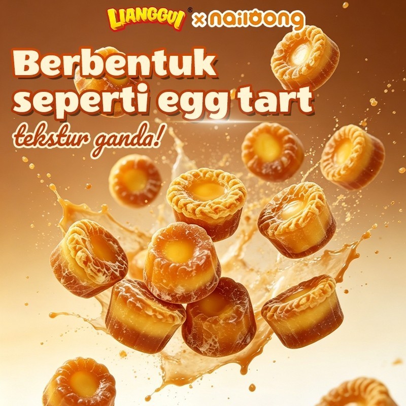LIANGGUI - Permen Jeli Bentuk Egg Tart Halal permen anekabuah rasa/jajanan anak/jajan permen candy