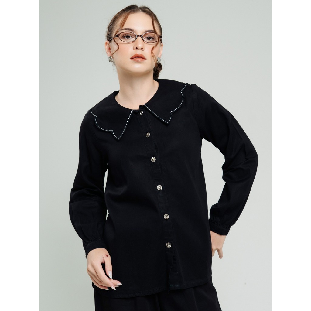 EXIT Qeisya Blouse |Kemeja Wanita - Atasan Lengan Panjang