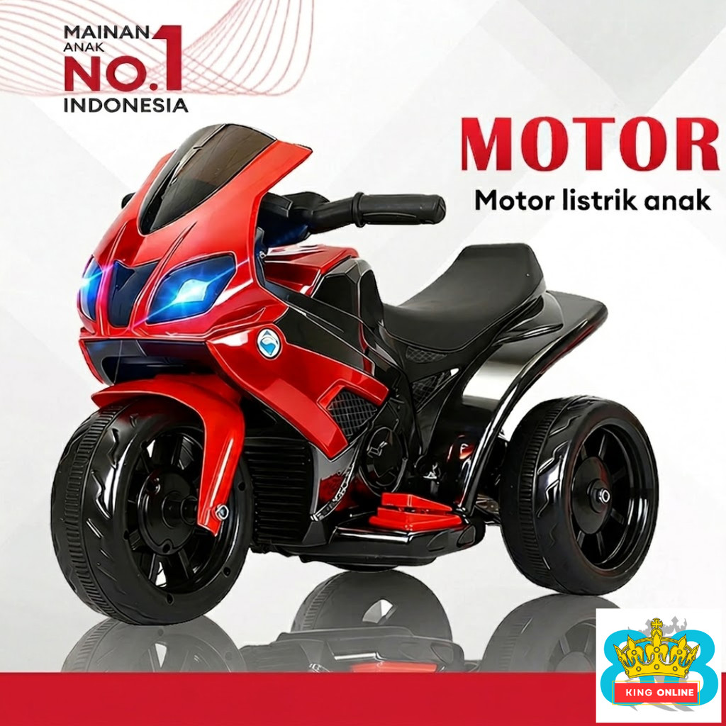 Motor Aki Anak Musik Lampu LED Mainan Anak Ride On Elektrik Usia 1-4 Tahun Motoran Anak Bisa Dinaiki
