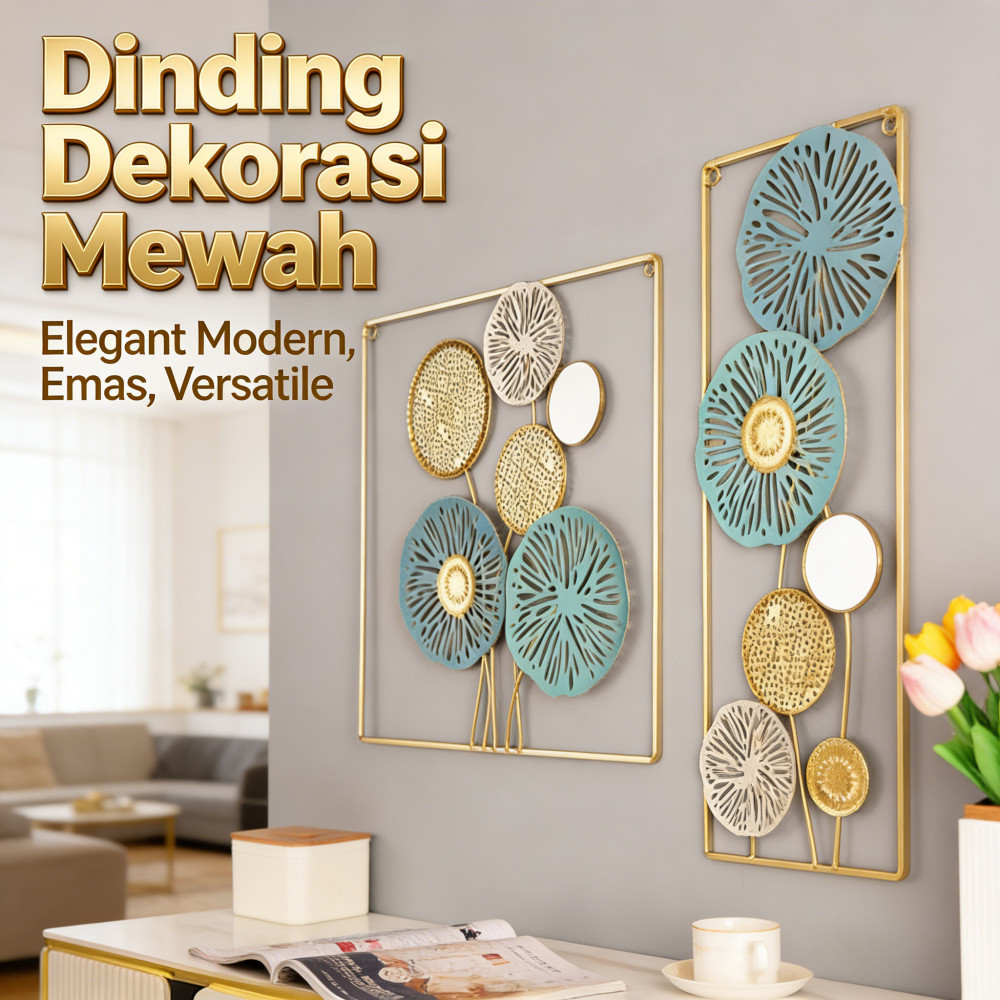 WALL Decor Ginko Frame Gold Leaf Nordic Hiasan Metal Daun