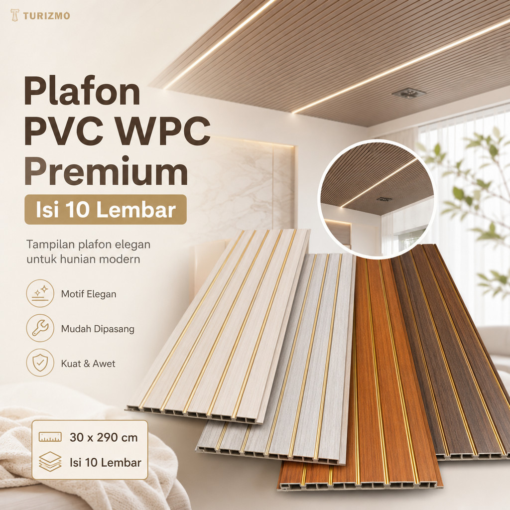 Wallpanel PVC WPC Dinding Plafon Premium Isi 10 Lembar Interior Rumah Minimalis
