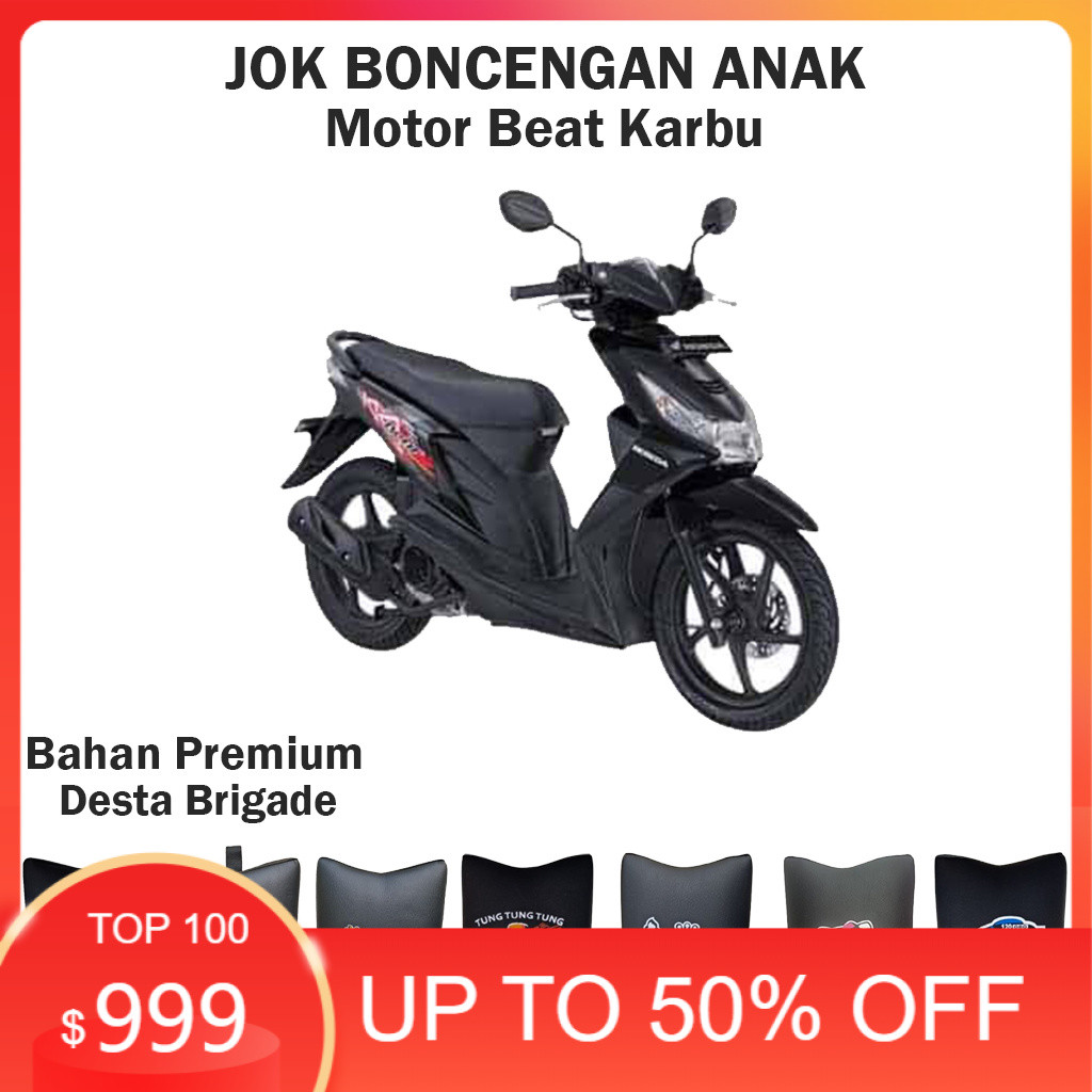 Jok Boncengan Anak Beat Karbu – Full Kayu, Empuk, Sablon Premium, Siap Pasang
