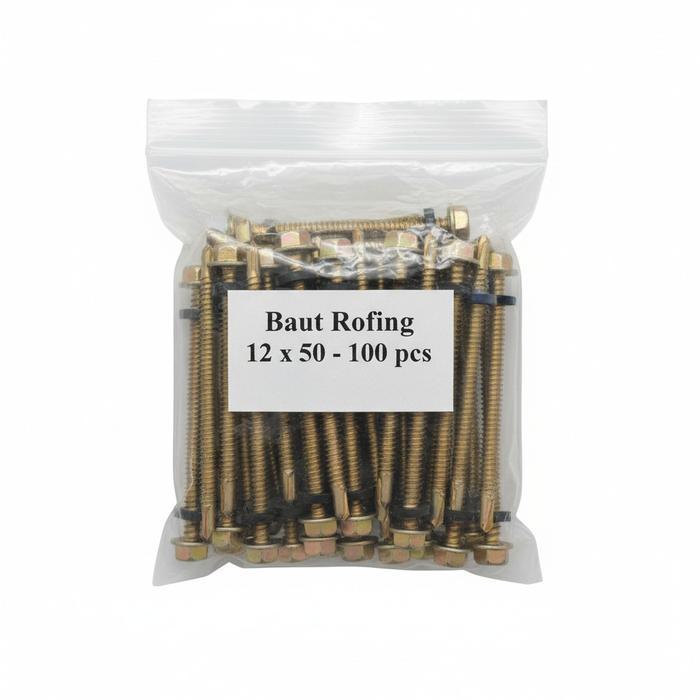 Baut Rofing 12 x 50 (panjang 5 cm) / baut atap 12 x 50 (5 cm) - harga per box dan per pack - PER 100